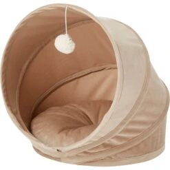 Frisco Foldable Canopy Cat Bed, Sandy Beige -Cat Supplies Sale 140164 PT2. AC SS1800 V1565384035