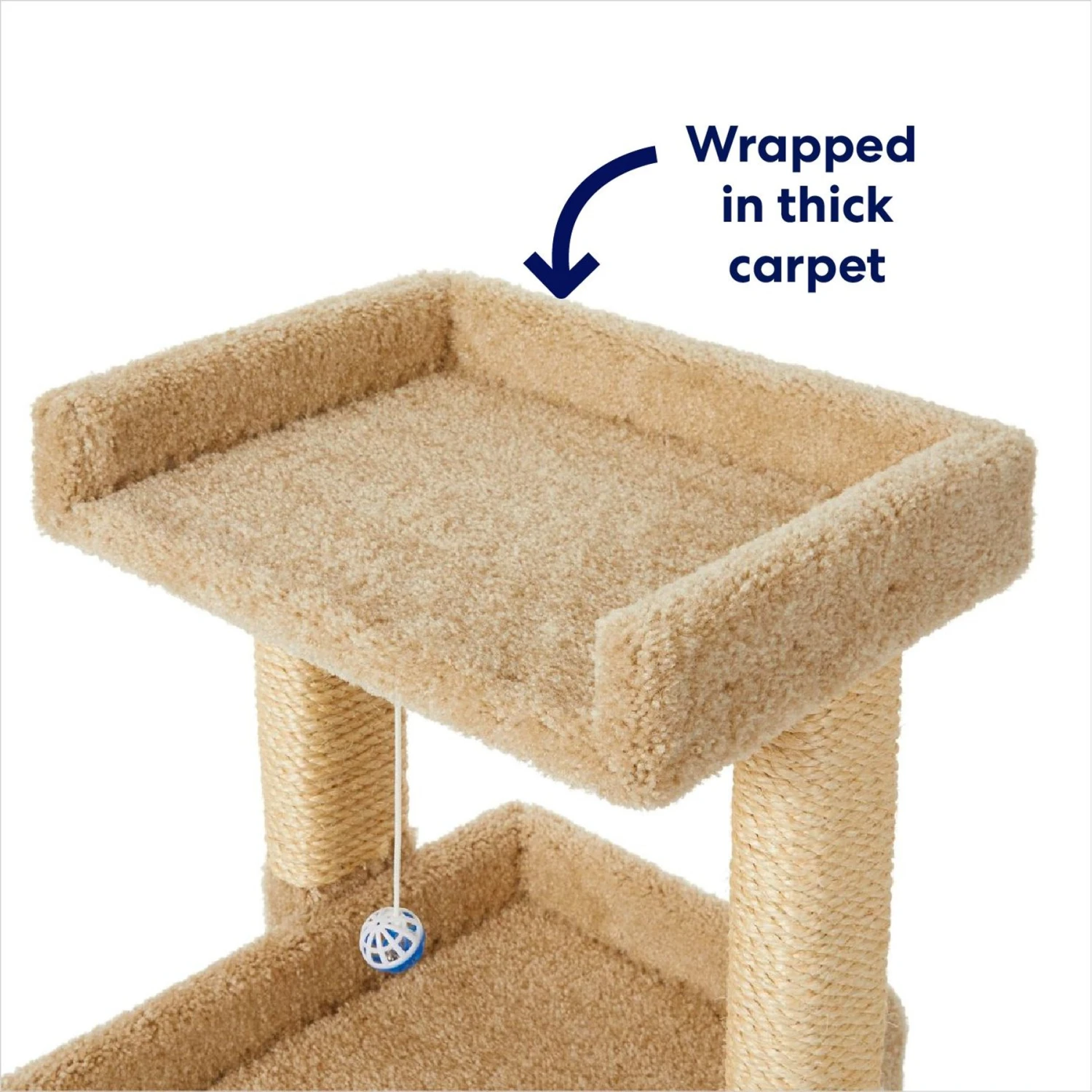 Frisco 32-in Real Carpet Wooden Cat Tree With Toy 3 Frisco 32-in Real Carpet Wooden Cat Tree With Toy - Image 3