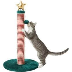 Frisco Holiday 29.5-in Candy Cane Sisal Cat Scratching Post With Toy -Cat Supplies Sale 236565 PT2. AC SS1800 V1601342456