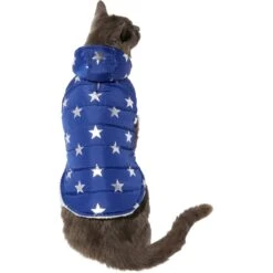 Frisco Mediumweight Metallic Star Print Insulated Dog & Cat Parka, Navy -Cat Supplies Sale 268413 PT2. AC SS1800 V1628797317