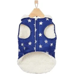 Frisco Mediumweight Metallic Star Print Insulated Dog & Cat Parka, Navy -Cat Supplies Sale 268413 PT5. AC SS1800 V1628821999