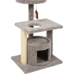 Frisco 37-in Real Carpet Cat Tree With Condo, Grey -Cat Supplies Sale 282755 PT4. AC SS1800 V1621949342