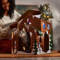 Frisco Holiday Log Cabin Cardboard Cat House -Cat Supplies Sale 287287 PT3. AC SS1800 V1695043546