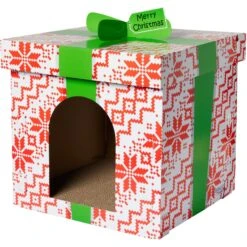 Frisco Holiday Gift Box Cardboard Cat House