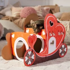 Frisco Valentine Love Carriage Cardboard Cat House, 2-Story -Cat Supplies Sale 301565 PT4. AC SS1800 V1701364873