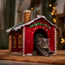 Frisco Holiday Santa's Workshop Cardboard Cat House -Cat Supplies Sale 360881 PT4. AC SS1800 V1695648152