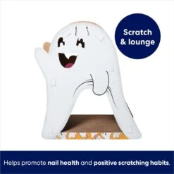 Frisco Halloween Cutie Ghost Cardboard Cat House With Catnip -Cat Supplies Sale 668358 PT2. AC SS1800 V1689351045
