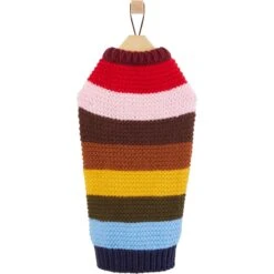 Frisco Chunky Knit Multi-Stripe Dog & Cat Sweater -Cat Supplies Sale 718662 PT3. AC SS1800 V1692977992