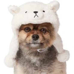 Frisco Plush Polar Bear Dog & Cat Hat -Cat Supplies Sale 745614 PT2. AC SS1800 V1694802014