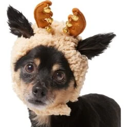 Frisco Sherpa Reindeer Dog & Cat Hat With Bells -Cat Supplies Sale 745646 PT2. AC SS1800 V1694800749
