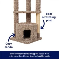 Frisco 64-in Real Carpet Wooden Cat Tree And Condo -Cat Supplies Sale 914950 PT2. AC SS1800 V1697733055