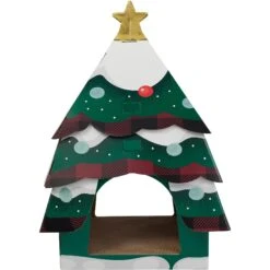 Frisco Holiday Christmas Tree Cardboard Cat House & Frisco Holiday Santa's Workshop Cardboard Cat House -Cat Supplies Sale 986190 PT3. AC SS1800 V1698258115