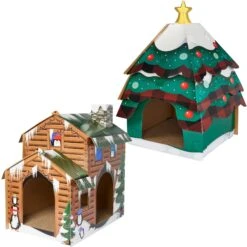 Featured Products 11 Frisco Holiday Log Cabin Cardboard Cat House & Frisco Holiday Christmas Tree Cardboard Cat House
