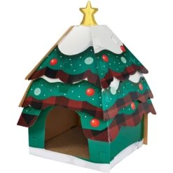 Frisco Holiday Log Cabin Cardboard Cat House & Frisco Holiday Christmas Tree Cardboard Cat House -Cat Supplies Sale 986238 PT5. AC SS1800 V1698257734